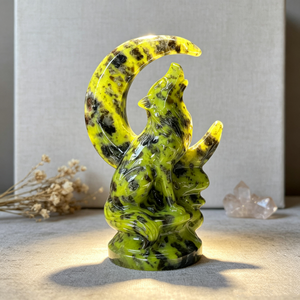 Scultura in Cristallo Naturale di <span class=keywords><strong>Lupo</strong></span> che Urla alla Luna, Scultura Animale in Cristallo, Regalo Spirituale Curativo, Decorazione per la Casa - Product Image 2
