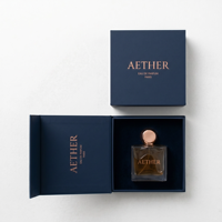 Boîte à parfum magnétique de luxe personnalisée bleu nuit avec logo en feuille d'or rose, portable, écologique, en carton rigide