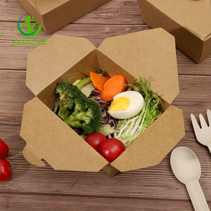 Sumkoka BPI thực phẩm dùng một lần container Kraft Hộp Ăn Trưa thức ăn nhanh bao bì Kraft nâu lấy đi thực phẩm container hộp giấy - Product Image 1