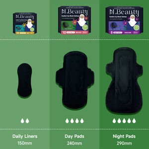 <span class=keywords><strong>MBeauty</strong></span> fuerte pegamento trasero Ultra suave algodón negro 150/240/290mm toallas sanitarias de flujo pesado para mujer - Product Image 2
