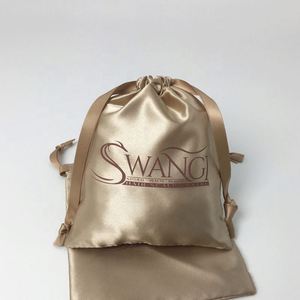 Custom Logo Printed Luxury Soft Satin Gift Bags Clothing Golden Dust Pouch Packaging - Product Image 3