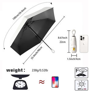 Paraguas de Viaje Portátil Barato de 8K <span class=keywords><strong>6K</strong></span> Fabricado en China OEM con Mango de Anillo, Capa de Recubrimiento, Bolsillo y Personalización de Logotipo, Mini Paraguas - Product Image 6
