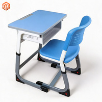 Ensemble bureau et chaise réglables et durables pour étudiants, avec pieds antidérapants, plateau en bois, combinaison ergonomique pour l'étude des enfants, idéal pour l'Afrique.