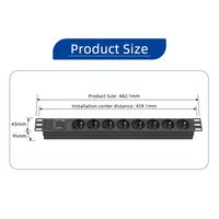 Bloc de distribution d'alimentation (PDU) 19 pouces 1U pour montage en rack, type français 8 voies, en alliage d'aluminium, avec protection contre les surtensions et fonction Hot-Swap