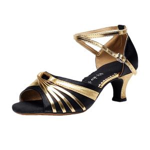 Zapatos de baile latino para mujer con tacón medio alto Sandalias de verano de suela blanda para adultos Baile cuadrado social con plantilla de PU - Product Image 5