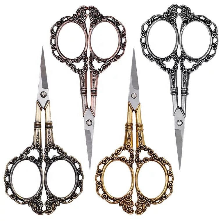 Wholesale High Quality New European Vintage Floral Pattern Scissors Nail Art Foil Cutter Scissor