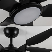 Ventilateur de plafond intelligent LED de 52 pouces avec lumière, moteur DC 220V, télécommande, économie d'énergie, ventilateur de plafond moderne pour intérieur