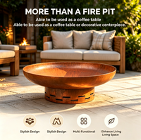 Brasero moderne en acier corten et acier inoxydable pour le chauffage extérieur du jardin, du patio et du camping
