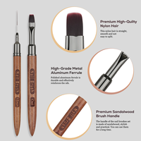 Kit de pinceaux professionnels pour nail art en acrylique, manucure, ronds, ovales, plats, ombrés, personnalisés, en nylon et bois de santal