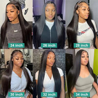 Peluca de Cabello Brasileño Virgen con Encaje Transparente HD, Cutícula Alineada, 100% Sin Pegamento, con Cabello de Bebé para Mujeres Negras