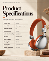 Casque sans fil SD-200 ANC, modèles privés, casque stéréo sans fil véritable
