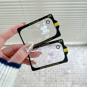 เคสใสลายสัตว์น่ารัก AR ช้าง โบว์ กล้อง กระจกนิรภัยลายกวางมูส สำหรับ iPhone 17 Pro Max ฟิล์มลายพระจันทร์ ผีเสื้อ ลายสุนัข ลายแมว - Product Image 3