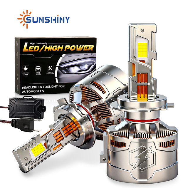 Sunshiny Super Bright 50000LM 500W Six Copper Pipe Car Led Headlights H1 H3 H7 H4 Canbus Error Free 6500K White Light Bulb Kit