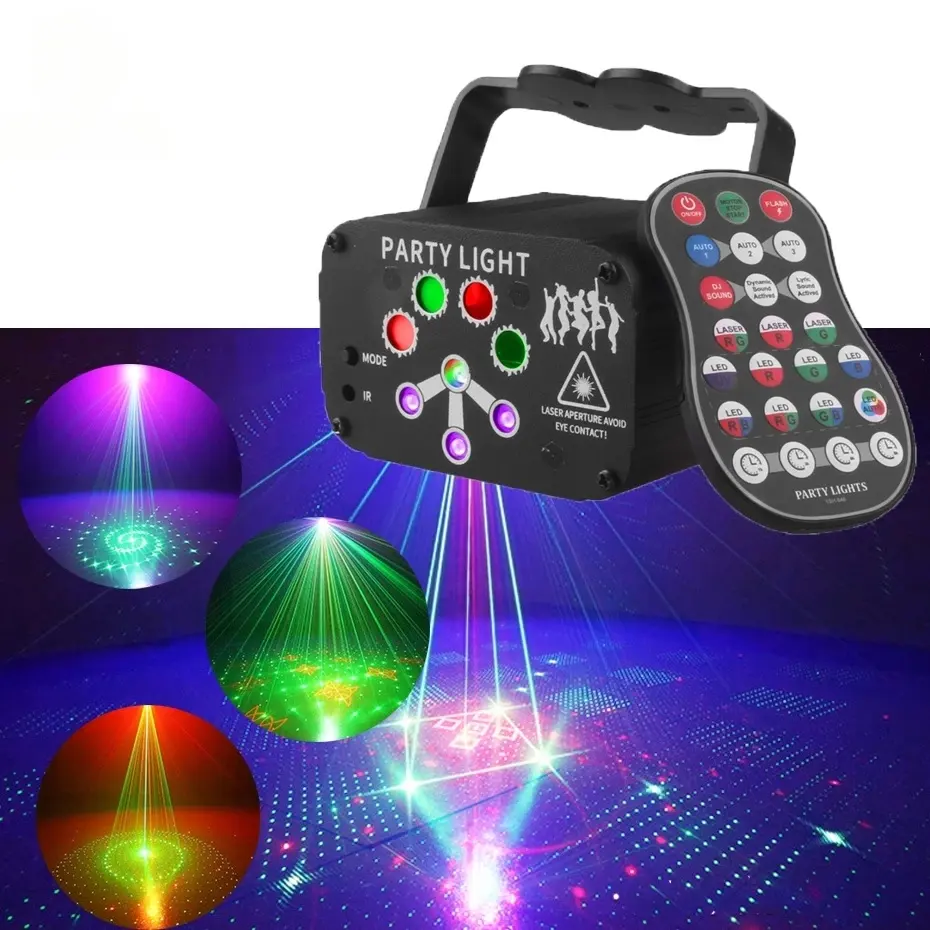 RGB Mini DJ Disco เครื่องฉายแสงเลเซอร์,แสงเลเซอร์ชาร์จผ่าน USB ได้ไฟ LED แสง UV เอฟเฟ็กต์เวทีงานแต่งงานคริสต์มาสไฟปาร์ตี้วันหยุด
