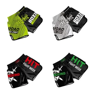 Wholesale Modern Green Muay <strong>Thai</strong> <strong>Shorts</strong> High Quality <strong>Boxing</strong> <strong>Sewing</strong> <strong>Pattern</strong> Kickboxing Pants Martial Arts Wear - Product Image 1