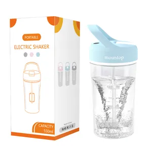Copo misturador de plástico ecológico sem BPA, suporte para copo misturador Vortex 550ml, ideal para shakes de proteína, café gelado, logotipo personalizado