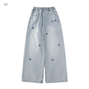 Jeans Retro con Lazo para Niñas de Buena Calidad, Diseño Nuevo Primavera-Verano 2026, Pantalones Anchos para Niños - Product Image 2