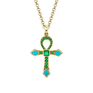 Gemnel fornitori di gioielli dal design unico grande ciondolo croce turchese per collana