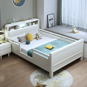 Dazhang Jiaju Solid Wood Children's Bed Twin Size With Guardrail <b>Storage</b> Minimalist Style For <b>Kids</b> Bedroom - Product Image 3