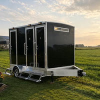 Remolque de Baño Portátil de 3 Cabinas Estilo Canadiense con Aire Acondicionado, Remolque de Baño de Lujo Moderno de Fibra de Vidrio en Venta