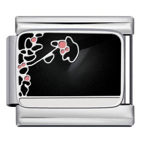 Charm Modulari Italiani Rosa e Neri con Linee Astratte, Minimalisti, Floreali, Luna, Stella, 9mm, per Bracciale <span class=keywords><strong>Nomination</strong></span> - Product Image 3