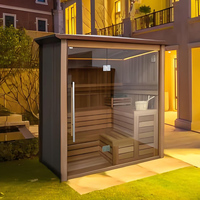 Sauna individuel extérieur commercial en bois massif électrique préfabriqué, avec panneau de commande informatisé et design moderne, vente en gros