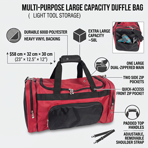 Sac de voyage multifonction de grande capacité de 23 pouces, sac de rangement pour outils en polyester 600D durable avec poignées rembourrées et sangle amovible - Product Image 1