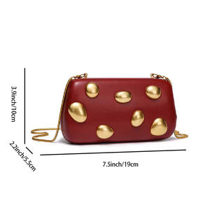 Bolso de Mano de Piel Sintética con Remaches y Brillantina para Mujer, Bolso de Noche Metálico con Piedras, Bolso Bandolera de Piel Sintética para el Verano - Product Image 3