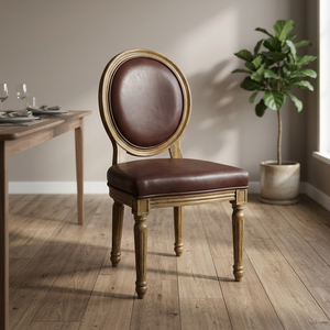 Silla de Comedor Ajustable de Estilo Industrial Vintage, Estructura de Madera Hecha a Mano, Tapicería de Cuero PU, Diseño Moderno para Hogar, Oficina, Hotel - Product Image 2