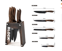 Couteaux de chef professionnels en acier inoxydable, ensemble de cuisine de 6 pièces, tranchants, avec manche G10 et bloc en bois