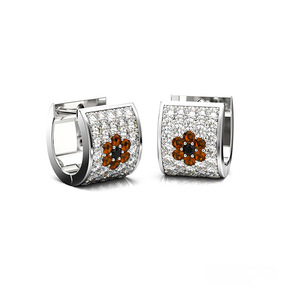 Orecchini a cerchio floreali per donna, design a fiore scintillante, gioielli eleganti e alla moda per le orecchie - Product Image 2