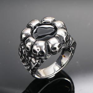 Anello Gotico Personalizzato all'Ingrosso in Acciaio Inossidabile con Teschio Tridimensionale, Anello Hip-hop Punk con Smalto a Goccia per <span class=keywords><strong>Uomo</strong></span> - Product Image 5