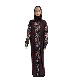 MC-1633 Vestido luxuoso para o Ramadã com estampa personalizada, conjunto de oração abaya, roupões de oração muçulmano telekung, hijab amira para mulheres