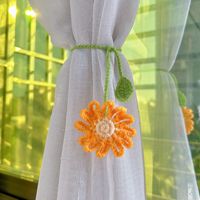 Pita Bunga Rajut Tangan untuk Kemasan Hadiah, Tali Dekoratif Rajut dengan Hiasan Bunga Amigurumi Berdaun untuk Scrapbooking