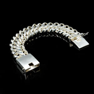 สร้อยข้อมือผู้ชายสไตล์ใหญ่กำไลข้อมือเงินถักแนวบาหลีกำไลเงินแท้925เงินสเตอร์ลิงเครื่องประดับ Christian Punk Link - Product Image 3