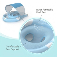 Bouée de bain pour bébé avec console volant, corps gonflable en PVC, siège en maille et auvent pare-soleil pour programmes de vente au détail personnalisés