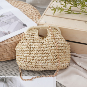 Bolso de Mano Tejido de Paja, Color Beige Claro, Verano 2024, para Uso Diario, Playa y Viajes - Product Image 4