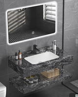Meuble-lavabo mural 2025 au design moderne et personnalisable avec vasque en céramique, miroir intelligent et entretien facile pour salle de bain d'hôtel