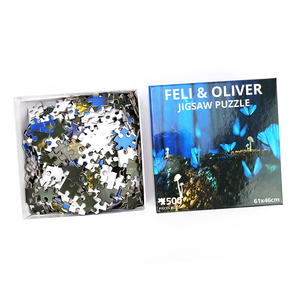 Puzzle en papier de 500 pièces de haute qualité, logo personnalisé imprimé, écologique, durable, <span class=keywords><strong>bleu</strong></span>, papillon, pour adultes, cadeaux - Product Image 1