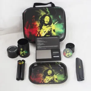 Smoking Set Tobacco Bag With Stash Jar Smoking Accessories Kit Cigarette Rolling Machine Rolling Tray