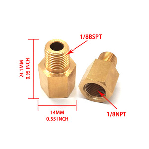 อะแดปเตอร์เซ็นเซอร์วัดแรงดันน้ำมันเชื้อเพลิงรถยนต์ 1/8" NPT ตัวเมีย x 1/8" BSPT ตัวผู้ ข้อต่อทองเหลืองหกเหลี่ยม สำหรับดัดแปลงรถยนต์ - Product Image 3