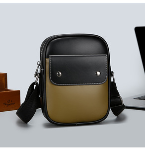 Bolso de Hombro de PU de Lujo para <span class=keywords><strong>Hombre</strong></span>, Cuadrado Pequeño, Impermeable, con Cremallera, Diseño Color-Block, de Cuero PU, Casual, con Logotipo Personalizado, Venta al por Mayor, a la Moda - Product Image 3