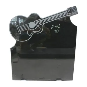 SHIHUI Custome Made China Shanxi Black Granite Guitar Tombstone Gravstone Monument Memorial Stone