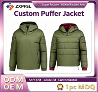 Veste d'hiver matelassée personnalisée pour homme, coupe-vent, chaude, avec capuche et demi-fermeture éclair, style pull, pour l'extérieur, vente en gros