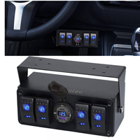 Boîtier d'interrupteurs à bascule 5 gangs en aluminium ON/OFF avec chargeur USB double QC3.0 & PD, voltmètre, indice de protection IP53, 20A 24V