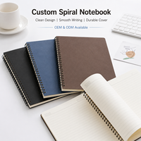Carnet à spirales A4, couverture mate, noir, bleu marine, marron, multicolore, uni, pour le bureau, logo personnalisé, vente en gros