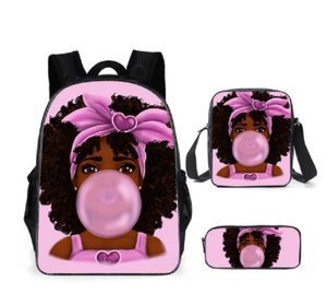 <span class=keywords><strong>Sac</strong></span> à <span class=keywords><strong>dos</strong></span> de grande capacité pour ordinateur Ensemble de trois pièces <span class=keywords><strong>Sac</strong></span> à <span class=keywords><strong>dos</strong></span> noir Skin Girl Pattern Student Children's Junior High School - Product Image 3