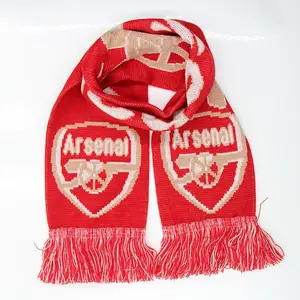 Акриловый вязаный шарф для футбольного клуба/вязаный зимний шарф для взрослых оптом с логотипом на заказ по заводской цене