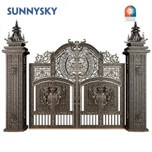 Sunnysky yüksek kalite lüks tasarım çit kafes kapıları çift son ana ferforje kapı