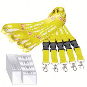 Venta Directa de Fábrica, Cordón para Tarjetas de Identificación Personalizado con Impresión por Sublimación en Tela de Poliéster y Porta Tarjetas de Plástico - Product Image 1